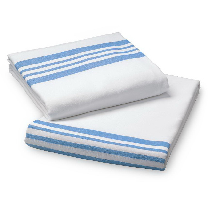 Olympus Blue Striped Flannel Blanket White with Blue Stripe 90in L x 70in W