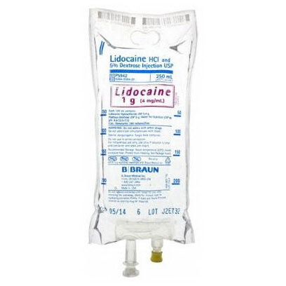 Lidocaine HCl, 4mg/mL, in 5% Dextrose, 250mL Bag