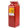 Sharps Container, Tall Tray Size with Locking Cap, Red, 3.5in x 3.5in x 10in, 1.7qt 
