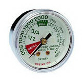 Back Port Oxygen Gauge, 1.5in OD, Chrome Plated Brass