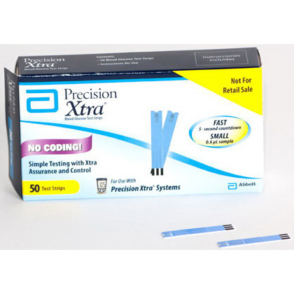 Abbott Laboratories Precision Xtra® End/Top Fill Blood Ketone Strip,  1-1/2μL Blood Sample Size, 10 sec Test Time