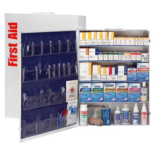 FIRST AID ONLY® 200-Person First Aid Cabinet, Metal, 5 Shelf, ANSI B+, Type I & II With Medication