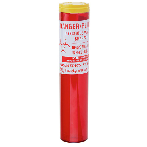 Pro-Vac Sharps Container, Red, 1.5in Diameter Tube, 7in