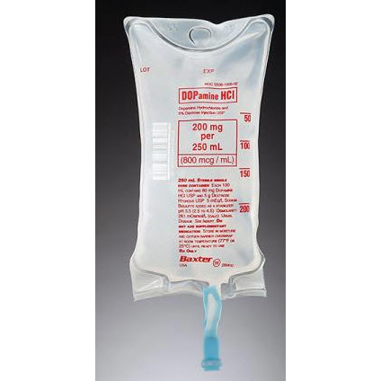 Baxter Premixed Medication IV in VIAFLEX Bag with 200mg Dopamine HCL in 5% Dextrose, 250mL