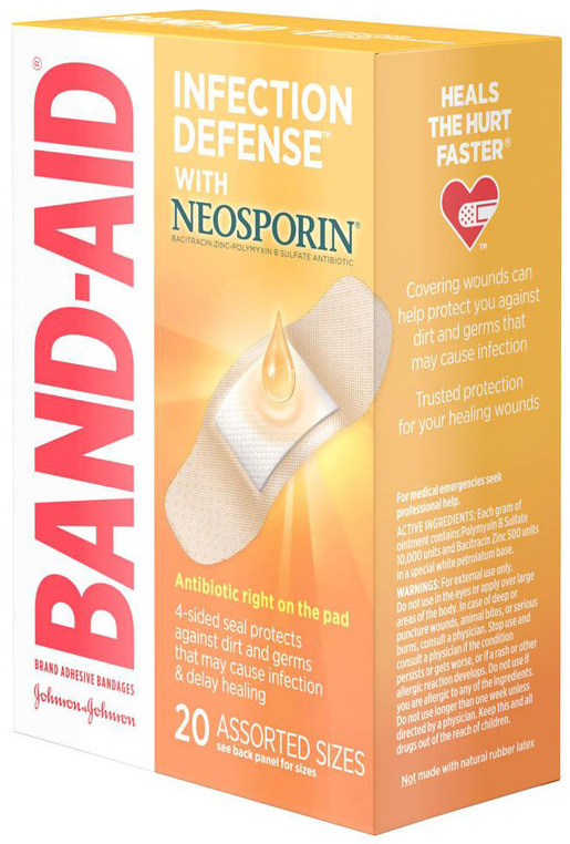 Johnson & Johnson Band-Aid<sup>®</sup> Antibiotic Bandages, Assorted, 20/pkg