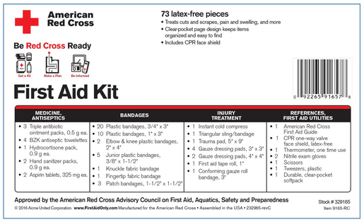 First Aid Only<sup>®</sup> "Be Red Cross Ready" First Aid Kit, 73-piece