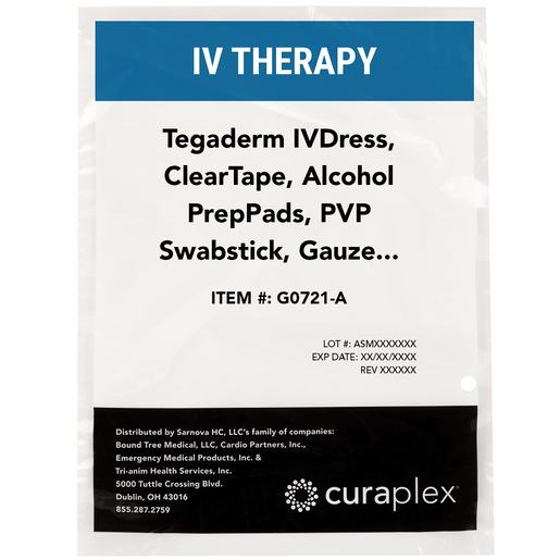 Curaplex<sup>®</sup> Tegaderm IV Dressing, Clear Tape, Alcohol Prep Pads, PVP Swabstick, Gauze Sponge, Tourniquet and Patient Label